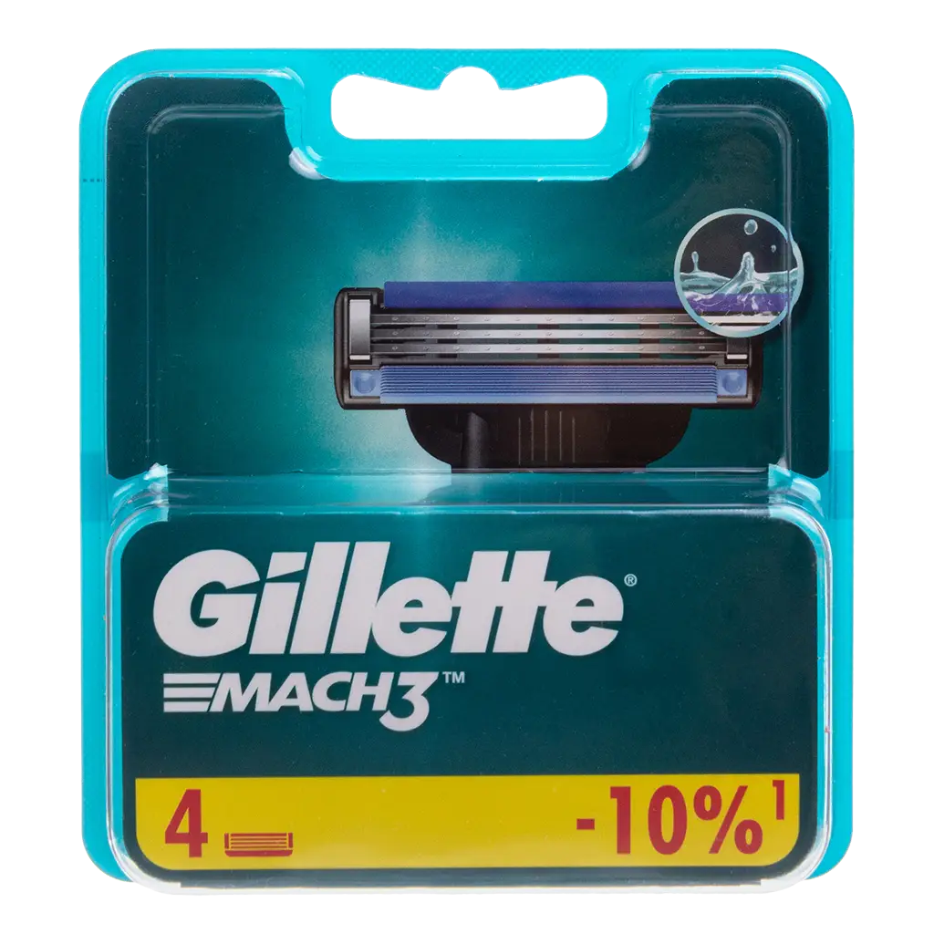 Mach3 4 шт. Сменные кассеты Gillette Mach3 4 шт. — изображение 1
